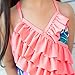 Saidi Girls One Piece Swimsuit Tiered Skirt Printed Pink