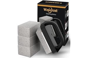 Wzporzst Heavy Duty Griddle Cleaning Brick with Handle- Compatible with Blackstone Flat Top Grills, Commercial Grade Pumice Stone, Easy Grip & Scrape (4 Pack)