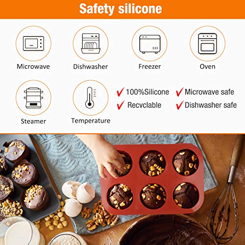 3 Pack 6 Holes Semi Sphere Chocolate Molds, BPA Free Silicone Baking Mold for Making Hot Chocolate Bombs, Cake, Jelly, Dome Mousse（Brick red）