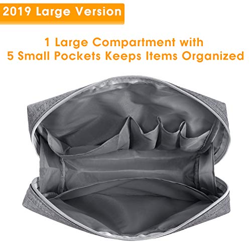 Large Makeup Bag Zipper Pouch Travel Cosmetic Organizer for Women and Girls (Large, Grey) 5 Large Makeup Bag Zipper Pouch Travel Cosmetic Organizer for Women and Girls (Large, Grey)