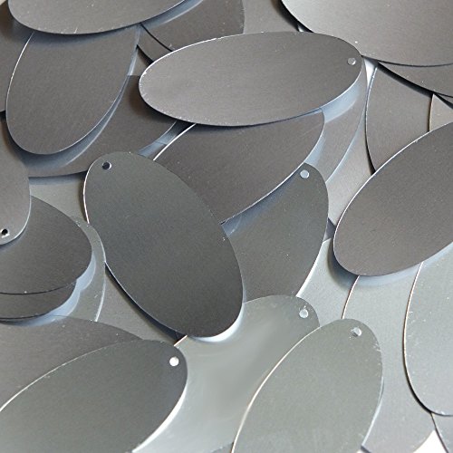 Sequin Steel Silver Gray Oval 1.5 inch Metallic Couture Loose Paillettes. Made in USA.