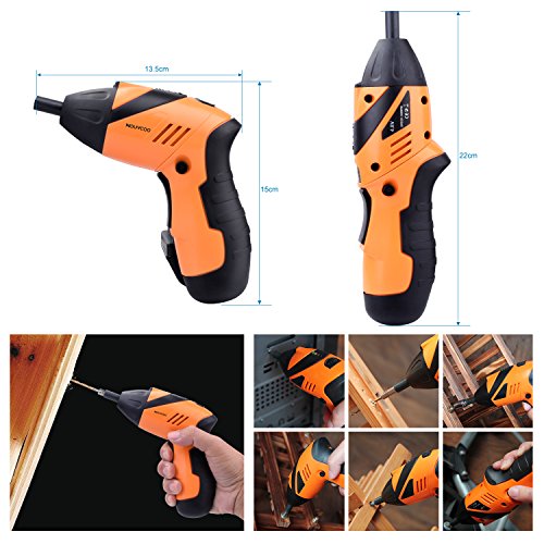 NOUVCOO 45 in 1 Portable Electric Cordless Rechargeable Screwdriver Kit,4.8V Cordless Drill Power Tools with LED&43pcs Screws Sleeves and Drill Bits with Case NC09