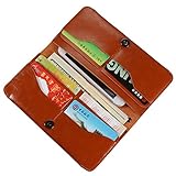 Pajuva Leather Phone Case Long Bifold Wallet, Brown