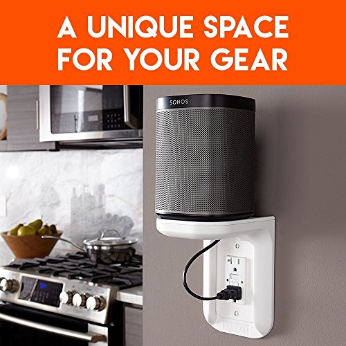 ECHOGEAR Outlet Shelf A Space-Saving Solution For Anything Up to 10lbs Built-In Cable Channel - Easy Install With Hardware Included - Ideal For Sonos and Smart Home Speakers - EGOS1 Tools & Home Improvement, Hardware, Bathroom Hardware, Bathroom Shelves
