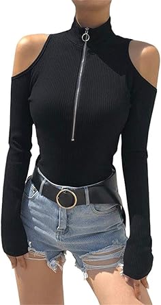 cold shoulder zipper top