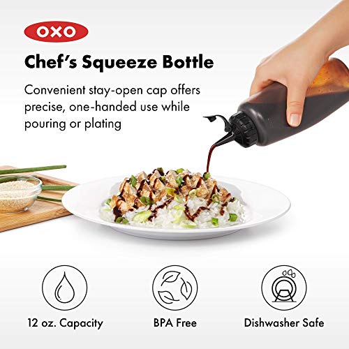 OXO Chef's Condiment Squeeze Bottles (Pack of 3) Medium 12 oz