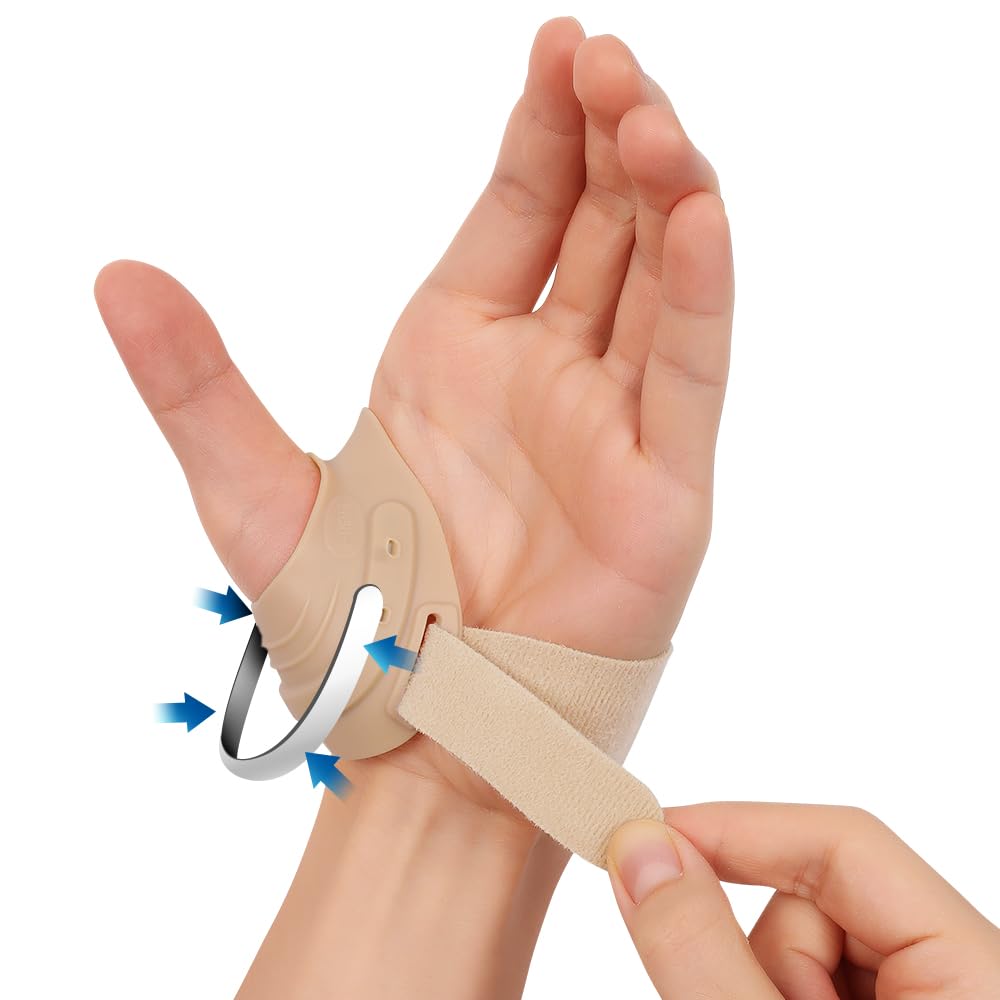 Photo 1 of FORTEMOTUS CMC Thumb Brace - CMC Joint Support Stabilizer: for Thumb Joint Pain, Tendonitis, Osteoarthritis, Instability, Lightweight & Adjustable Thumb Support Brace for Men Women Beige, Left Hand