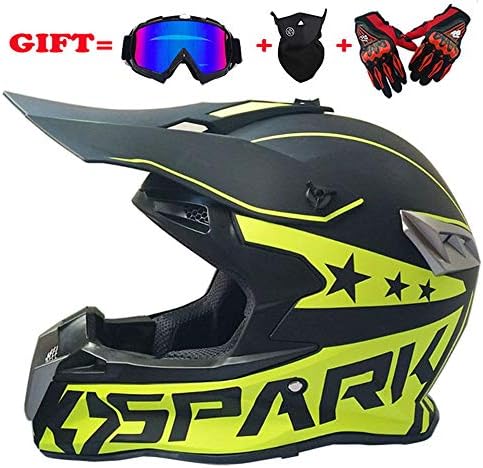 Lavacraft Motocross/ATV/Dirt Bike 3-pc Gear Combo Set - Helmet, Gloves & Goggles - DOT Certified (4 SIZE, Multicolor)