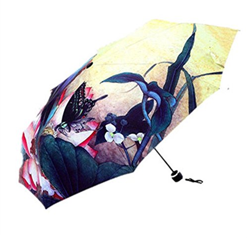 Katoot@ High quality Chinese ink painting Love of Butterfly sun/rain umbrella women, 3 fold manual vintage sombrillas chinas