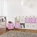 Magicfly Cloths Storage Bins with Label Holders, Set of 6 Collapsible Closet Bins with Dual Plastic Handle for Drawer Organizer, Bedroom, 12 inches, Pink