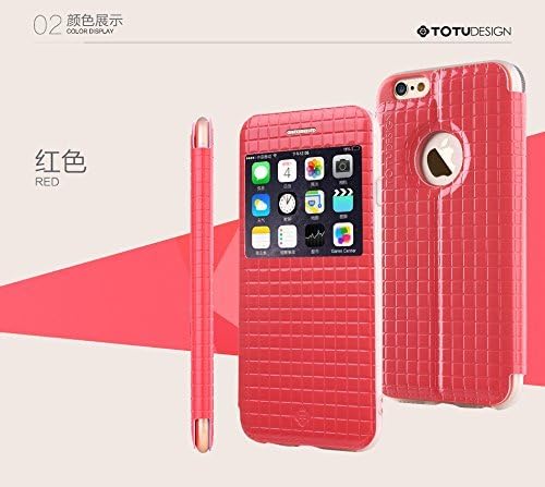 MyClixCart Totu Design[Lattice Series - Starry] Half Window Flip Case Cover For Apple iPhone 6 Plus / 6S Plus (Red) - 5.5"