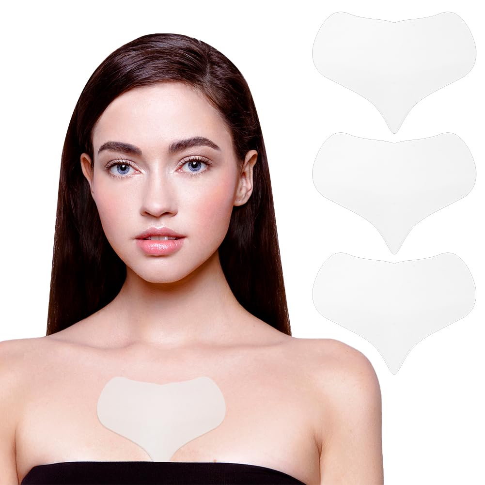 LOPHE 3 Pack Chest Wrinkle Pads Patches, Silicone Anti Wrinkle Pads Patches, Reusable Overnight Chest Anti Wrinkle Patches, Anti Aging Silicone Chest Pads for Smoothing Skin and Preventing Wrinkles