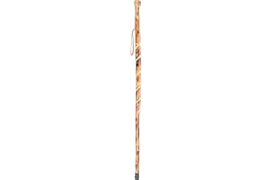 FOREST PILOT Big Ball Head Twisted Style Wooden Walking Stick for Hiking with Compass (Nature Color, 48 Inches, One Piece)