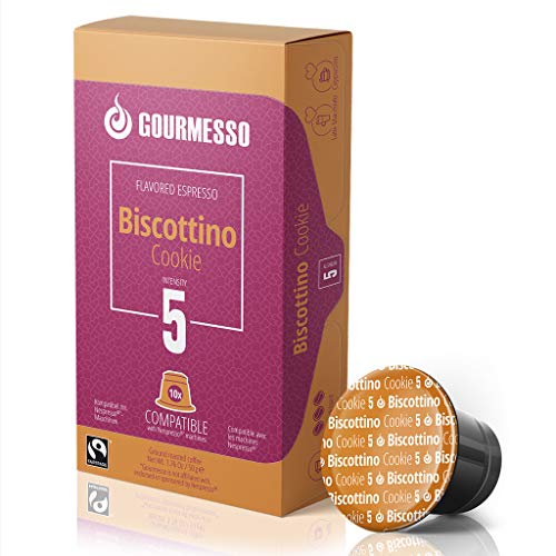 Gourmesso Biscottino (Cookie) - 10 Espresso Capsules Comptaible with Nespresso Machines 100% Fairtrade Coffee