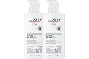 UVUBXT Eucerin Baby Wash & Shampoo - 2 in 1 Tear Free Formula, Hypoallergenic & Fragrance Free, Nourish and Soothe Sensitive Skin - 13.5 Fl Oz (Pack of 2)