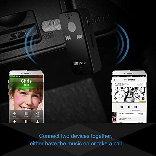 Bluetooth Receiver Wireless Car Audio Adapter, Hands-Free Audio Receiver & Mini 3.5mm Aux Audio Adapter Car Kits for Headphones/Speakers/Home Streaming Music Stereo Sound System TF/SD Card Supported - Thumbnail 3