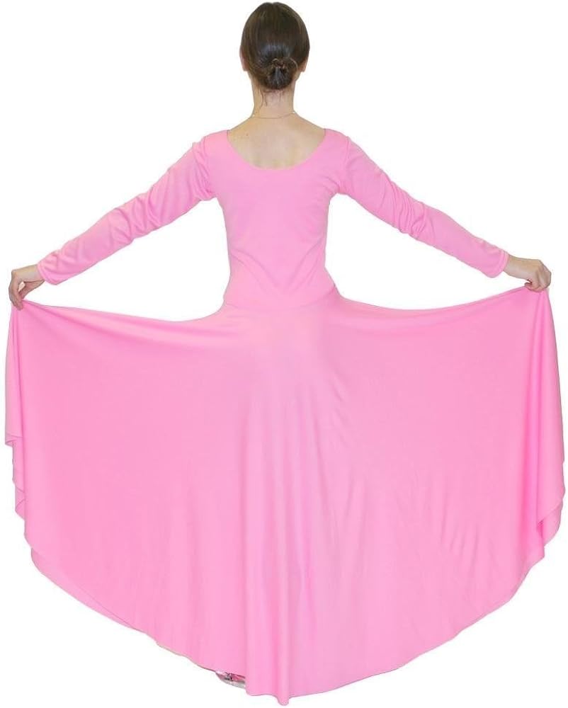 Danzcue Womens Praise Loose Fit Full Length Long Sleeve Dance Dress: Clothing
