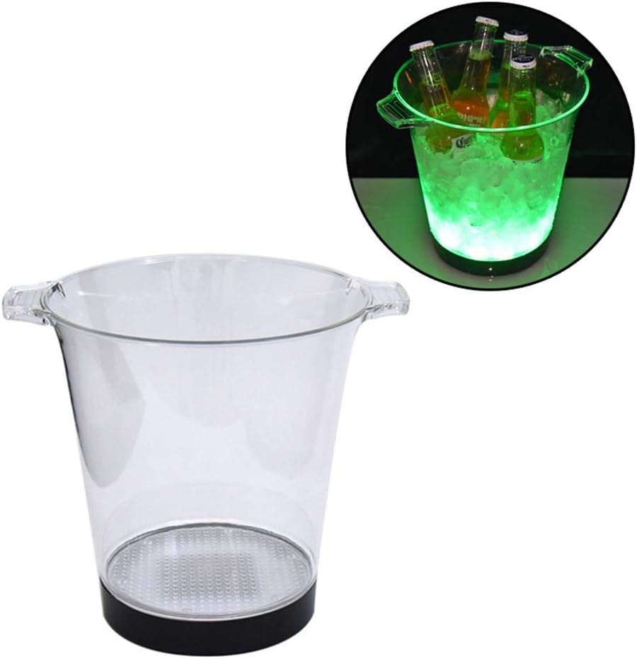 AUOKER LED Ice Bucket, 5L Large Capacity Champagne Bucket Beverage Tub with Beautiful Lights, Clear Wine Beer Beverage Champagne Tin Drink Cooler Container for Bar Party Home Celebration