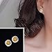 18K White Gold Plated Round-Cut CZ Sterling Silver 10mm Cushion Diamond Engagement Stud Earrings Yellow
