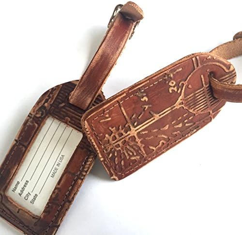 Rustic Leather Luggage Tag in Sun Traveler Style with Name Plate Bag Tag - You choose the color