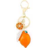 SORGERLY Fruit Bag Charm Keychain - Gold Key Chain, Cute Purse Handbags Accessories - Beautiful Gift for Women