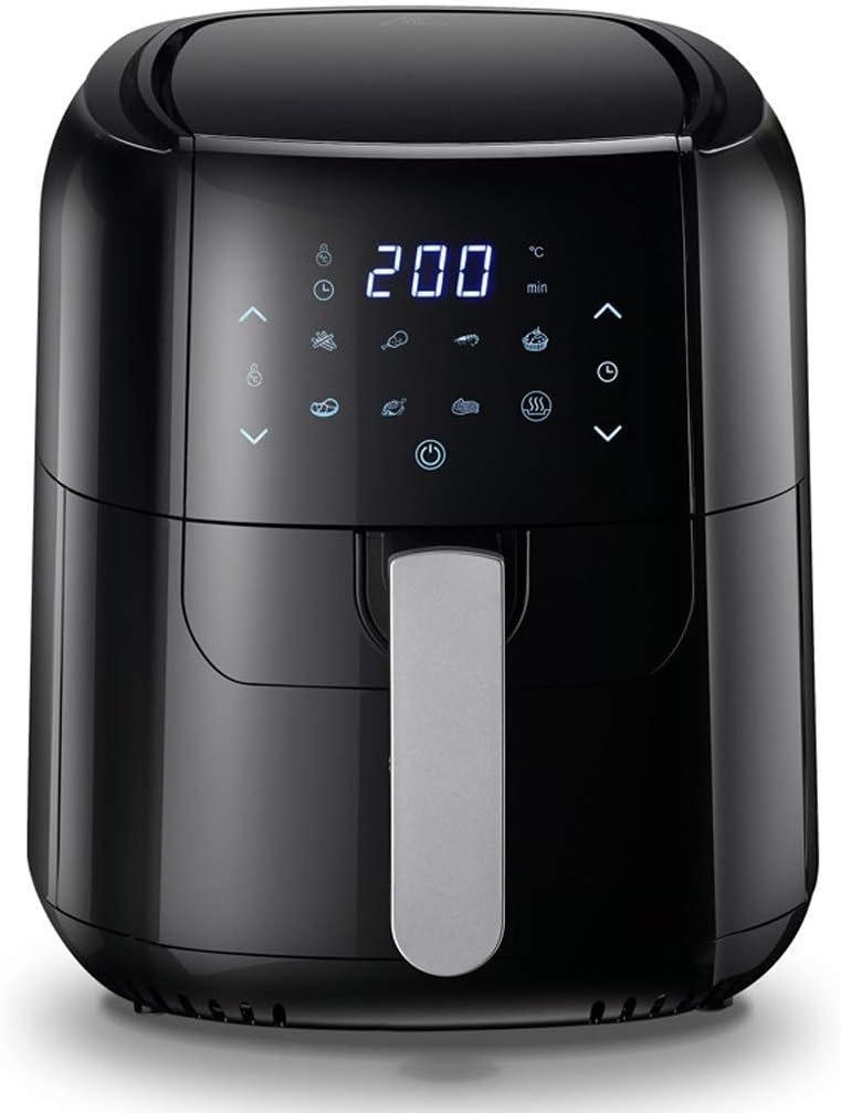JIANGAA Air Fryer, Airfryer for Home Use 6L Healthy Smart Home, Timer and Adjustable Temperature Control for Healthy Oil Free or Low Fat Cooking, 1400 W, Black, E023NT
