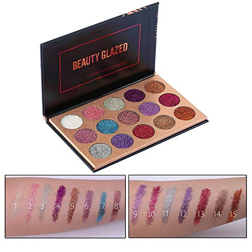 Beauty Glazed Pigmented 15 Colors Pressed Glitter Eyeshadow Palette