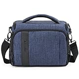 BAGSMART Compact Camera Shoulder Bag for SLR/DSLR with Waterproof Rain Cover, Heather Blue