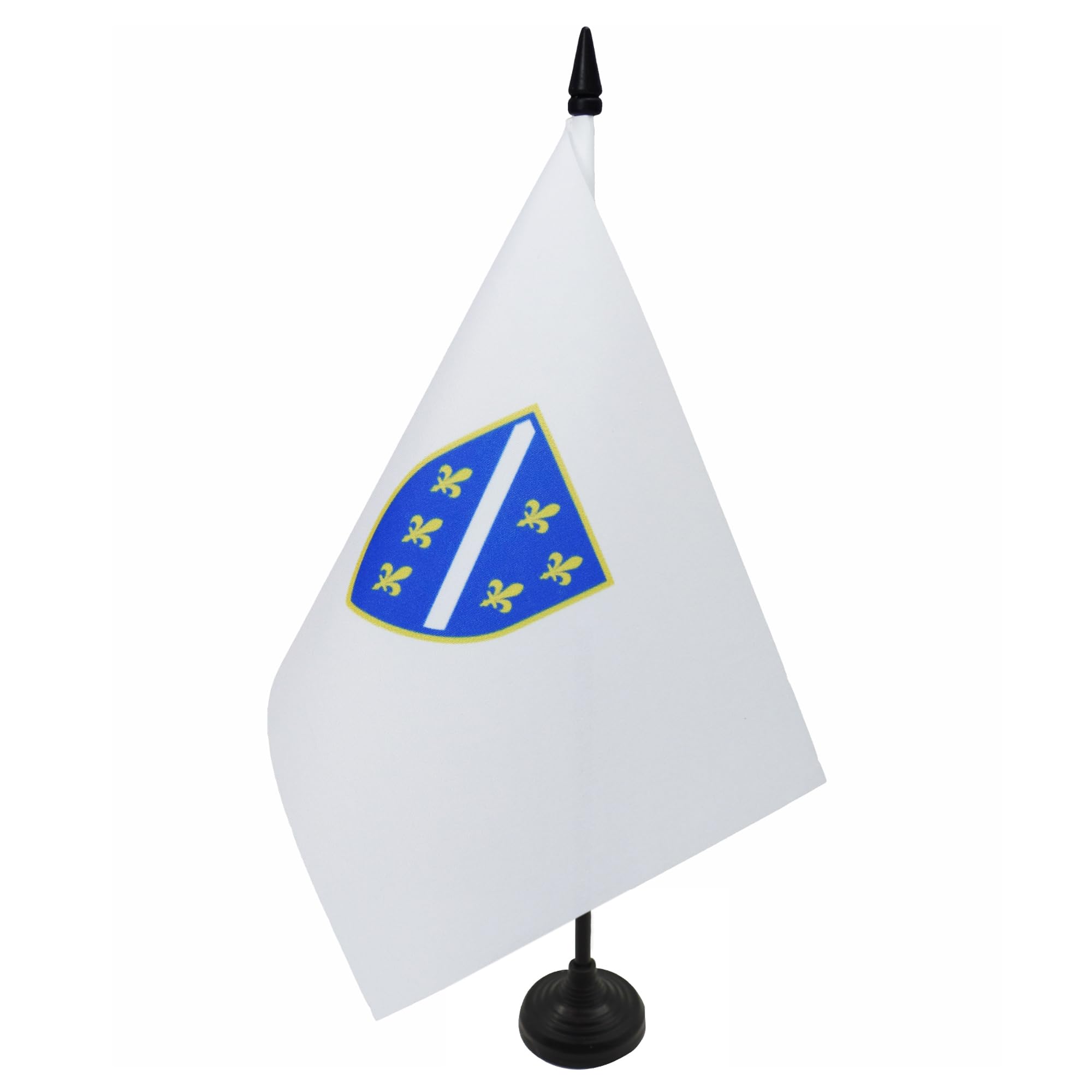 AZ FLAG Bosnia and Herzegovina 1992-1998 Table Flag 5'' x 8'' - old Bosnian Office Decoration 100% Polyester 21 x 14 cm - Mini Desk Flag with Pole and Black Plastic Base