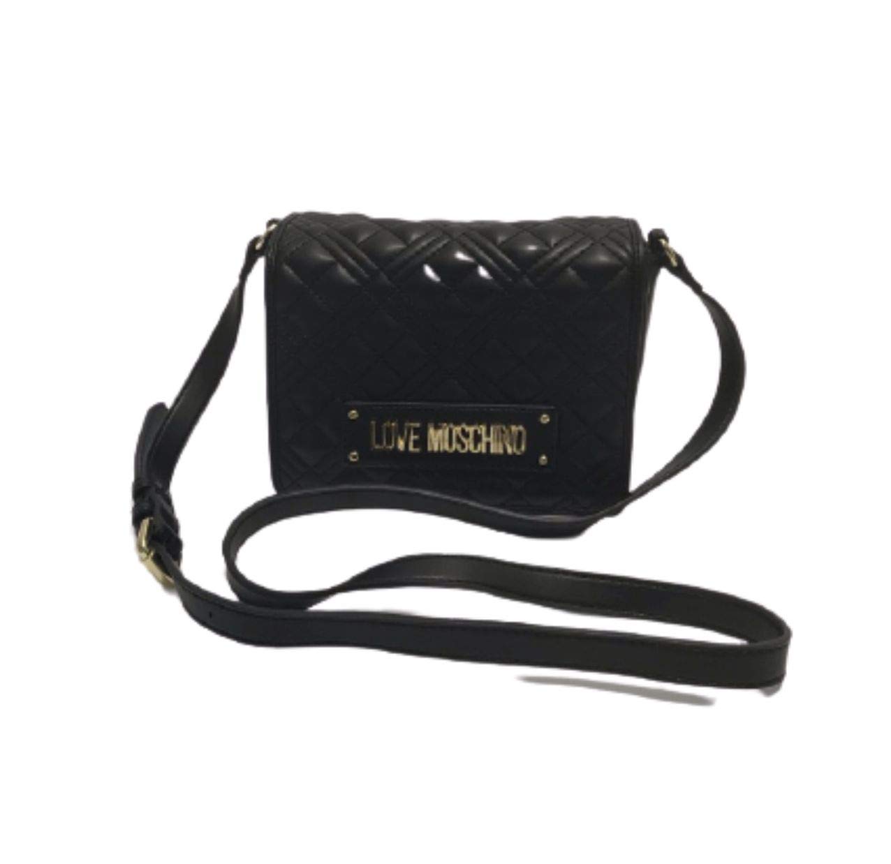 Love Moschino Women's Ss21 pre-Collection Shoulder Bag, PU New Shiny Quilted, Black, Standard