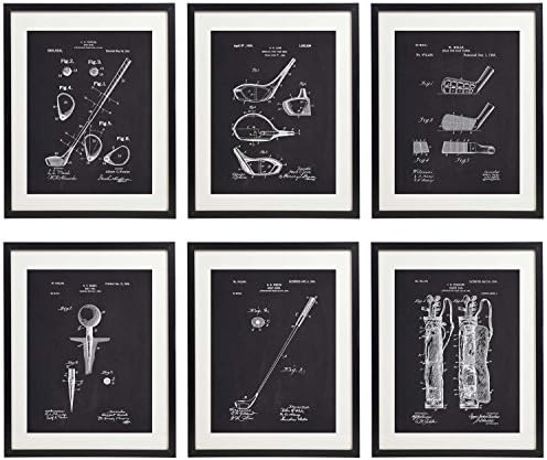 Idiopix Golf Patent Prints Home Decor Art Print Set Of 6 Prints Unframed No.1