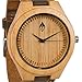 Wood Grain Handmade Mens Bamboo Natural Wooden Watch with Genuine Brown Leather Band