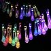 TOHUSE Outdoor Solar String Lights - Christmas Waterproof Water Drop Crystal Lighting Decorations for Garden, Path, Party, Tree Size 20ft 30LED Color Rainbow
