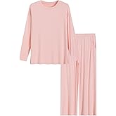 Latuza Women's Petite Pajama Set Viscose Petite Length Tunic Top Wide Leg Pants