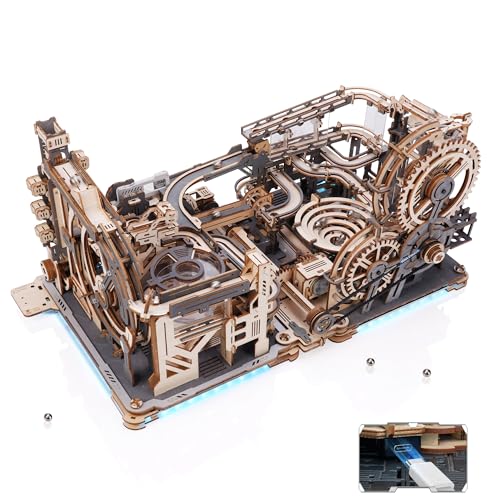 ROKR Marble Rails Combination Set 3D Puzzle Adult Model Kits Gift Idea for Men Marble Spaceport & Night City & Link Pack