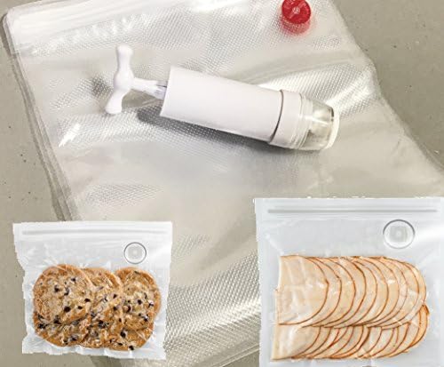 20 Pack Medium and Large size Vacuum Sealing Systems Reusable, BPA Free, Storage Food Bags Including 1 Hand Pump Durable and Practical; Sous Vide Cooking