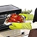 KEDSUM Heat Resistant Silicone Oven Mitts, 1 Pair of Extra Long Potholder Gloves with Bonus 1 Pair of Mini Cooking Pinch Grips, Non-Slip Cotton Lining Kitchen Glove for Baking, Barbeque, Green