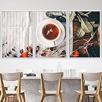 3 Piece Framed Canvas Wall Art Cup of Tea Canvas Prints Home Artwork Decoration for Living Room,Bedroom - 16