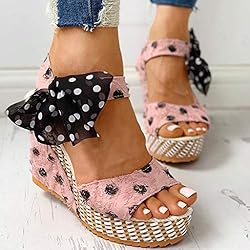 ZBYY Womens Wedge Sandals Open Toe Tie Lace Up