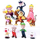 Super Mario Brothers Cake Toppers Toy, 10 Pcs Super Mary Action Figures Palyset with Princess, Mushroom, Orangutan