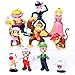 Super Mario Brothers Cake Toppers Toy, 10 Pcs Super Mary Action Figures Palyset with Princess, Mushroom, Orangutan