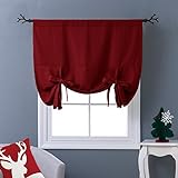 NICETOWN Thermal Insulated Burgundy Blackout Curtain - Tie Up Shade for Kitchen Window (Rod Pocket Panel, 46"W x 63"L)