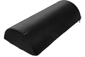 PartyKindom Half Round Massage Bolster Pillow for Legs PU Leather Cushion Flat Single Side for Beauty Salon