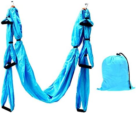 Aerial Yoga Swing, NACATIN Ultra Strong Antigravity Yoga Hammock with 210T Parachute Fabric and Padded Foam Handles for Air Yoga Inversion Exercises (Lake blue)