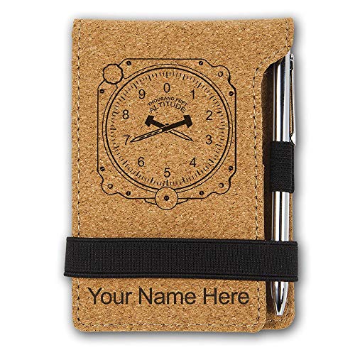Mini Notepad, Airplane Altimeter, Personalized Engraving Included (Cork)