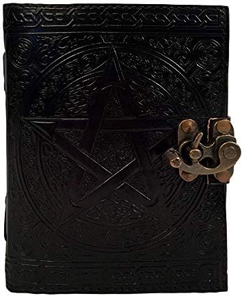 Black Pentagram Witch Craft Embossed Writing Handbook Leather Journal Book of Shadows Diary Appointment Organizer Daily Planner Office Diary College Sketchbook 5 x 7 inches for Men and Women