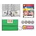Rough Enough Green Canvas Boys Keychain Card Wallet for Kids Teen Coin Purse Pouch with Zipper Pocket Organizer and Carabiner Clip for Travel School Sport Outdoor Unique Christmas Thanksgiving Gifts