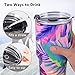 30oz Stainless Steel Insulated Tumbler Travel Mug with Straw Slider Lid, Cleaning Brush, Double Wall Vacuum