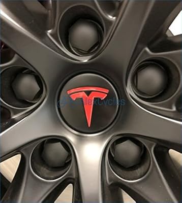 Alexcycles Tesla Model Sx3 Wheel Center Cap Insert Decals Stickers Red Set