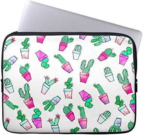 Eratio Cute Pink Green Watercolour Trendy Cactus Pattern Neoprene Laptop Sleeve 12 Inch Macbook Air Case Macbook Pro Sleeve and 12 Inch Laptop Bag